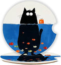 Ceramic Car Cup Holder Coasters Set of 2, 2.56 in Kitten Diving by Mengduxd