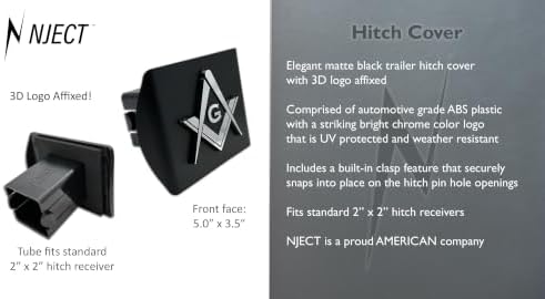 Masonic Chrome 3D Logo Matte Black Trailer Hitch Cover - Image 4