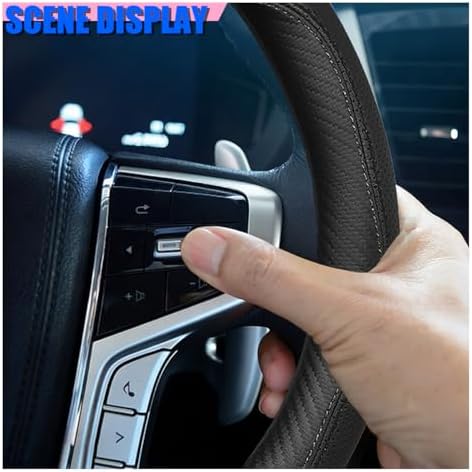 Craedli Carbon Fiber Nappa Leather Car Steering Wheel Cover 14.5-15 Inch - Image 5