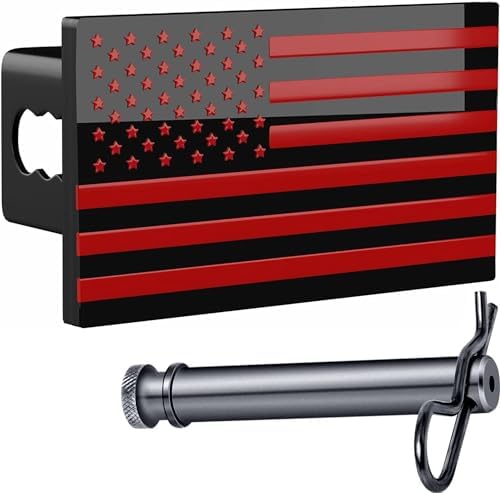 5"x3" American Black Flag Metal Hitch Cover by AutoAccessores