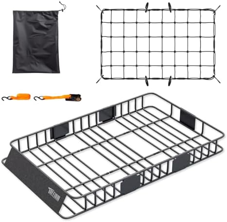 TUFFIOM 64"x 39"x 6" Extendable Rooftop Cargo Carrier Basket, Universal Steel by TUFFIOM