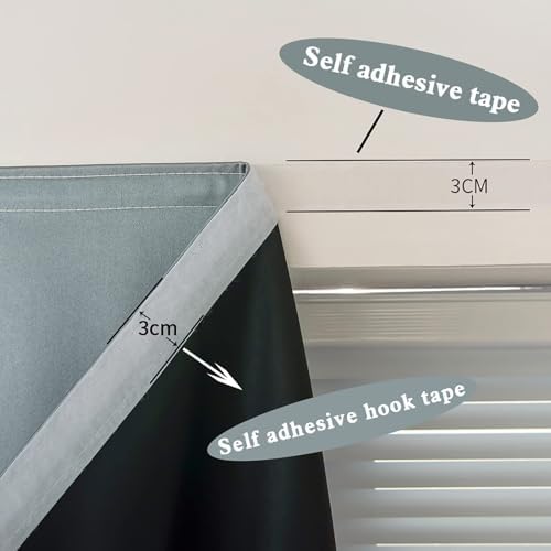 AJAZZ 100% Blackout Self Adhesive Curtains Small Window Short Temporary Black - Image 6