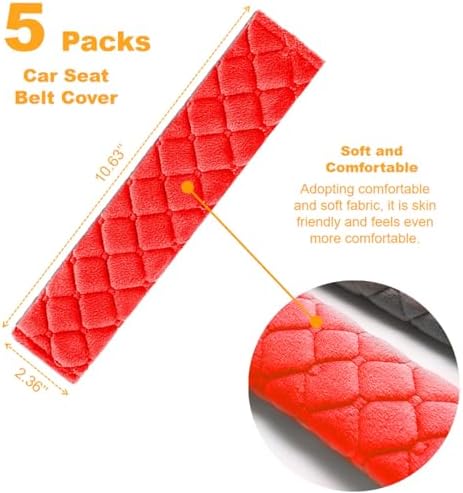 5 Pack Soft Comfort Car Seatbelt Cover Protector Pads Strap - Image 2