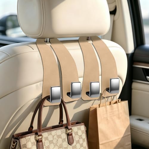 Amooca Car Headrest Hooks 2-Pack Suede Seat Organizer by Amooca