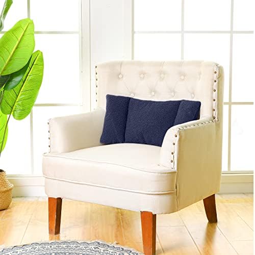 Queekay Fleece Lumbar Support Pillow 3 Section Back Pillow, Deep Blue - Image 3