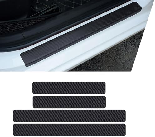 4 PCS Car Door Sill Protector, Carbon Fiber Front Rear Lower Door Sill Protector by Unknown