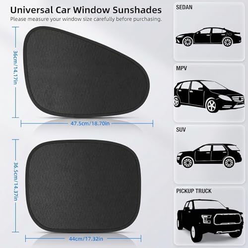 4 PCS Car Window Sun Shades, Static Suction Car Side Windows Sunshade, Front - Image 2