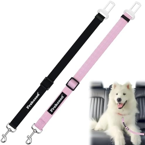 2 PCS Dog Seat Belt for Car Frskcssd Adjustable Dog Car Harness Heavy Duty by Frskcssd