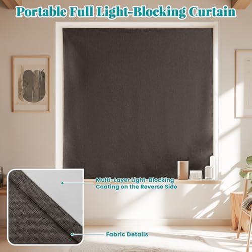 100% Blackout Self Adhesive Curtains, Fabric Temporary Window Coverings Easy to - Image 6