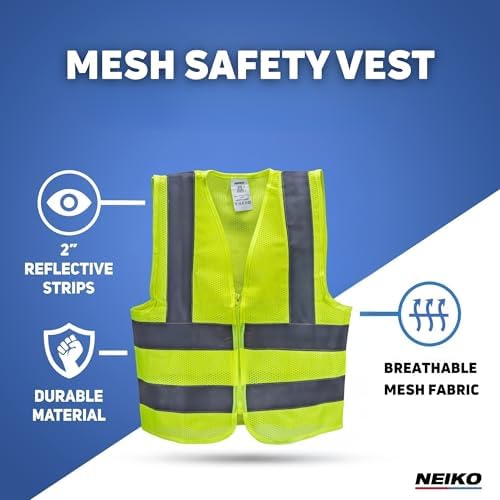 Neiko High Visibility Safety Vest, ANSI Class 2, No Pocket - Image 2