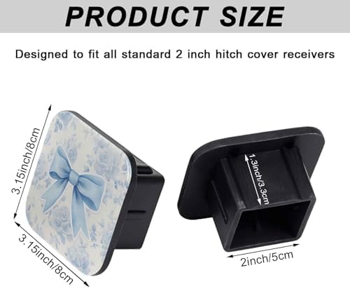 2 Inch Blue Bow Floral Trailer Hitch Cover Rubber Receiver Tube Plug Cap - Image 2