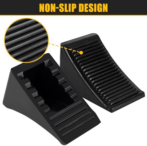 4 Pack Heavy Duty Wheel Chocks, Solid Rubber RV Wheel Chock - Image 7
