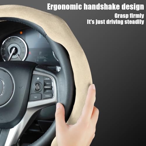 Mandark 15 Inch Car Steering Wheel Cover, Light Yellow - Image 4