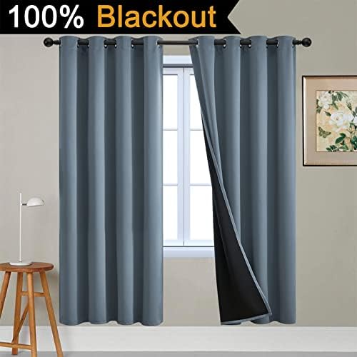 Yakamok Total Blackout Curtains, 2 Thick Layers Completely Blackout Soild - Image 2