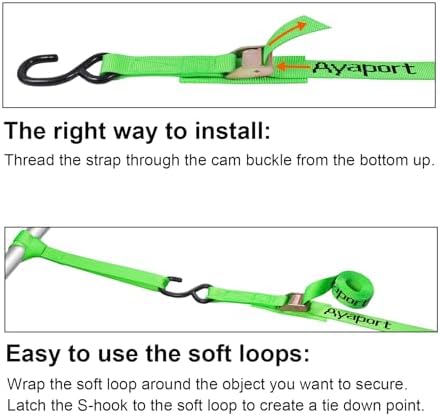 Ayaport Cam Buckle Tie Down Straps 6 feet, 4 Pack - Image 4