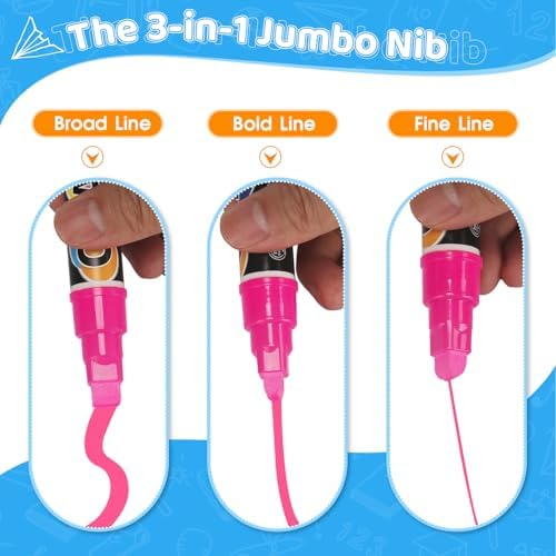 6PCS Pink Jumbo Liquid Chalk Markers Erasable 10mm Reversible Tip - Image 2