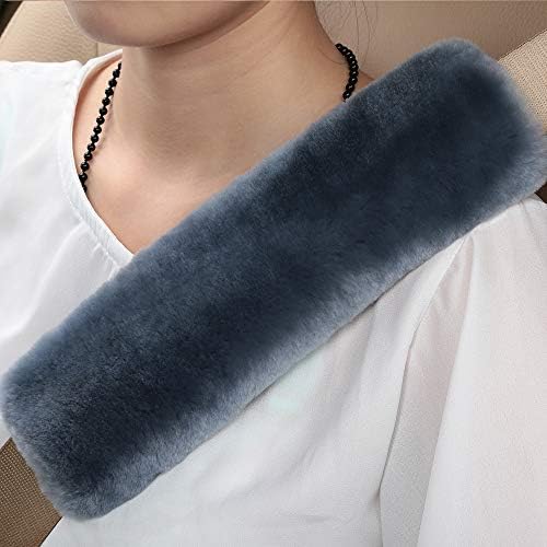 OGLAND 2 Pack Sheepskin Car Seat Belt Cover Pads | Wool Seatbelt Cushions - Image 2