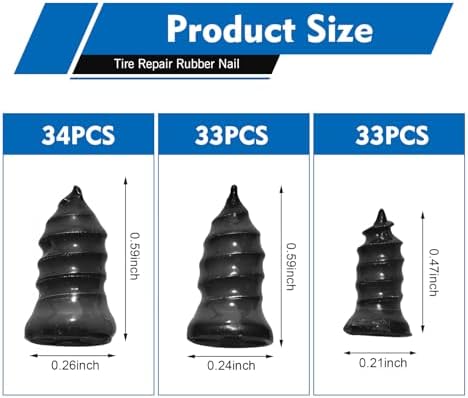 101 PCS Tire Repair Rubber Nail, 3 Size Vacuum Tire Repair Kits Spiral Rubber - Image 2