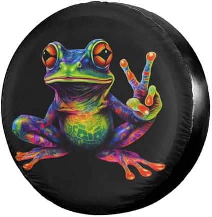 Delerain Peace Colorful Frog Spare Tire Covers Waterproof Dust-Proof Spare by Delerain