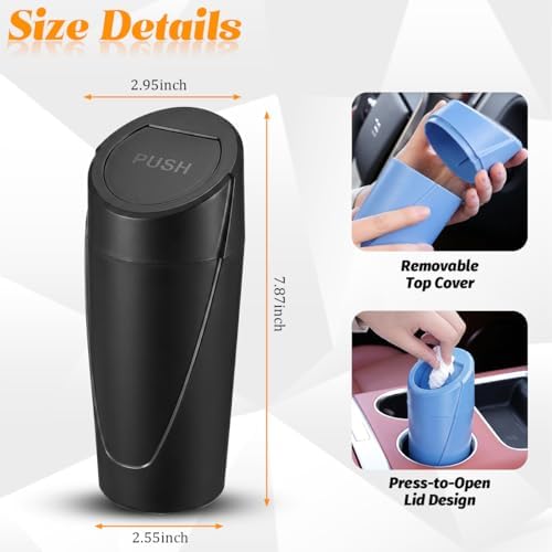 Car Trash Bin with Lid, Leak-Proof Portable Vehicle Cup Holder Garbage Can - Image 2