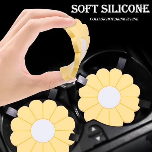 4-Pack Car Cup Holder Coaster Inserts, Daisy Shape, 2.75 Inch Non-Slip Silicone - Image 4