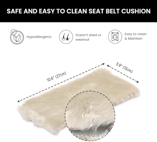 Andalus Genuine Sheepskin Car Seat Belt Cover Pad – Soft Fuzzy, Comfy Fluffy - Image 4