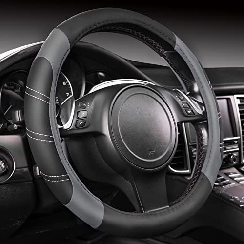 CAR PASS Line Rider Microfiber Leather Sporty Steering Wheel Cover Universal by CARPASS