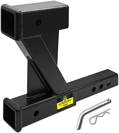 KAIRAY Double Hitch Receiver, 2 inch Trailer Dual Hitch Extension Riser by KAIRAY