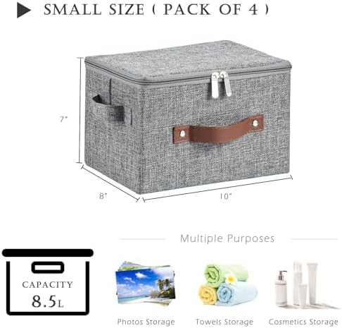 4PCS Storage Bins with Zipper Lids Decorative Lidded Basket Box - Image 3