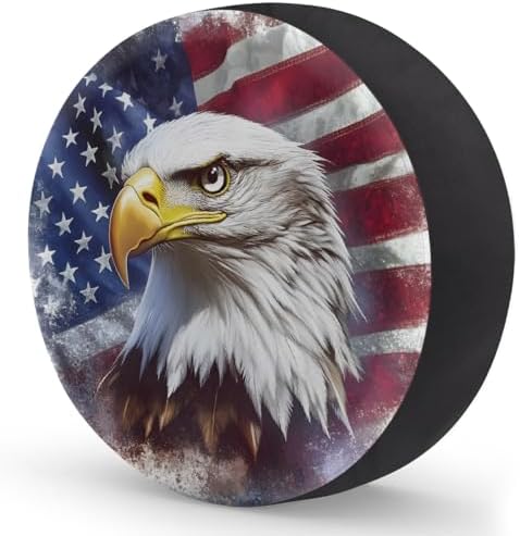 Spare Tire Cover for RV Trailer, American Flag Eagle Waterproof Sun Leather - Image 2