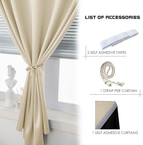 AJAZZ 100% Blackout Self Adhesive Curtains Small Window Short Temporary Black - Image 5