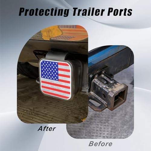Rubber American Flag Trailer Hitch Cover 2 Inch, Tow Tube Cover Plug Cap - Image 4