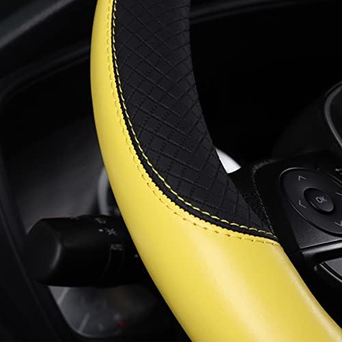 Auto Car Genuine Leather Steering Wheel Cover Anti Slip Wrap 15" - Image 4