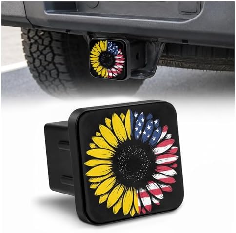 Hitch Cover Receiver Tube Hitch Plug Sunflower American Flag, Tool-Free Install by Unknown