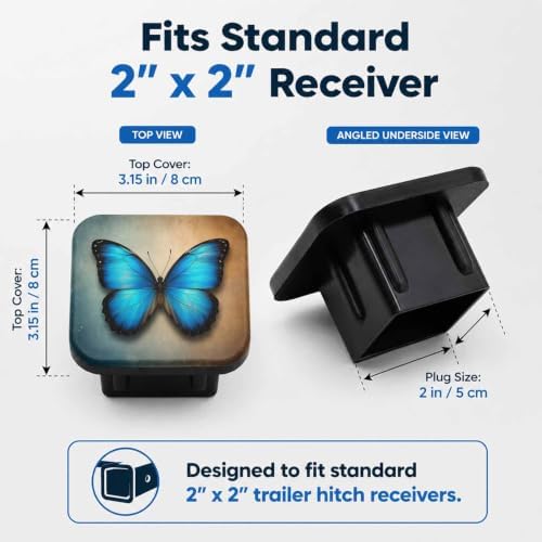 Trailer Hitch Covers Retro Butterfly, Heavy Duty 2 Inch Hitch Cover - Image 2