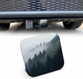 Rubber Hitch Tube Cover Foggy Forest Misty Mountain Spruce Trees Morning by Beabes