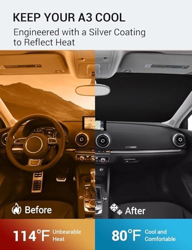 Proadsy Custom Fit 2015-2020 Audi A3 Windshield Sun Shade, Blocks Heat - Image 3