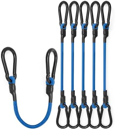 8 Pack 18" Carabiner Bungee Cords Heavy Duty Outdoor, 190 Lb Break Strength by LuckyStraps