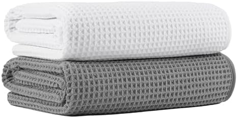 MICROFI New Microfiber Waffle Bath Towels, 2 Pieces, Fast Drying, Lint Free 430 by Unknown
