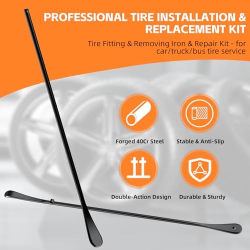 2 Pack 38 Inch & 30 Inch Tire Crowbar Spoon Set, Forged 40Cr Steel Tire Mount & - Image 4