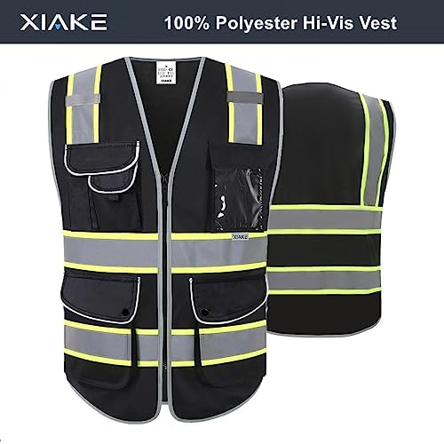 XIAKE 9 Pockets Class 2 High Visibility Reflective Safety Vest - Image 2