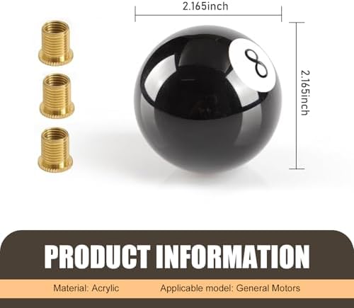 leechio Shift Knob Manual Gear, 8 Ball Billiard Round Smooth and Easy to Grip - Image 2