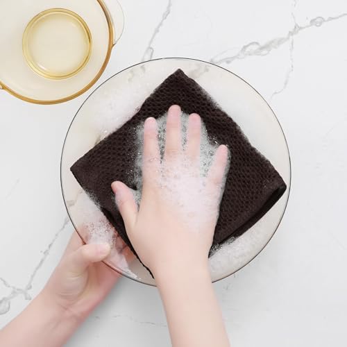 Homaxy 100% Cotton Waffle Weave Kitchen Dish Cloths 18-Pack, Dark Brown - Image 4