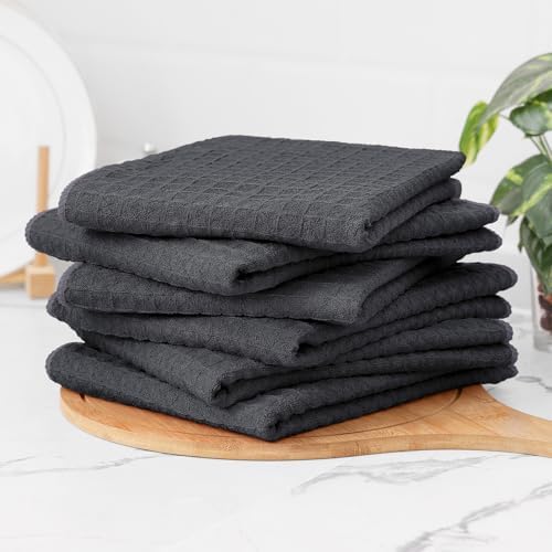 Homaxy Microfiber Waffle Weave Kitchen Towels, 6 Pack, Dark Grey - Image 6