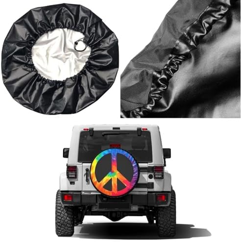 Chic Tie Dye Peace Sign Spare Tire Cover Dust-Proof Wheel Tire Cover Fit Trailer - Image 5