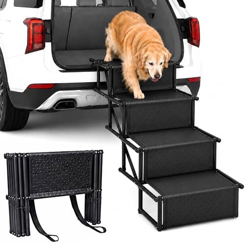 Race&Herd 18.5" Stairs for Dogs to Get in Car — Folding Dog Steps by RaceHerd
