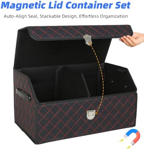 Car Trunk Organizer with Sturdy Faux Leather Lid - Image 3