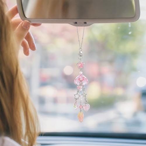 Pink Jellyfish Rearview Mirror Charm, Gift - Image 6