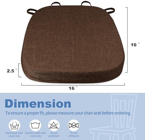BUYUE Thickened 2.5" Dining Chair Cushions Set of 6, U-Shape High Density Foam - Image 3