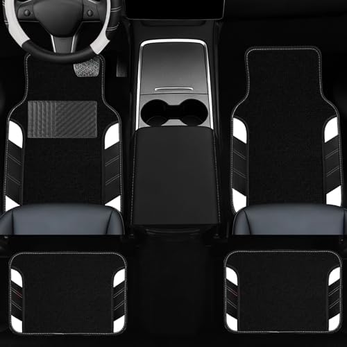 NBTEPEM 10 Pcs Car Floor Mats Full Set & Sport Leather Steering Wheel Cover - Image 3